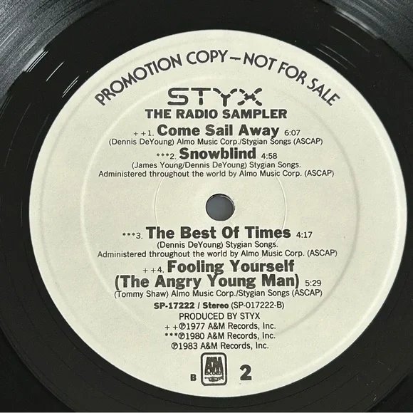 Styx ‎– Styx: Radio Sampler & Interview Album 2-LP promo vinyl record rare